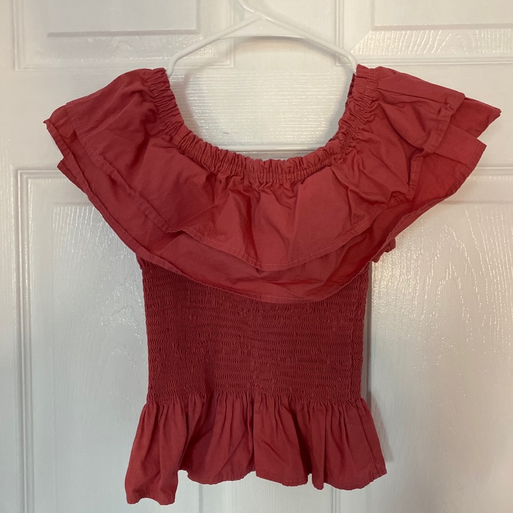 Pink ruffle crop top